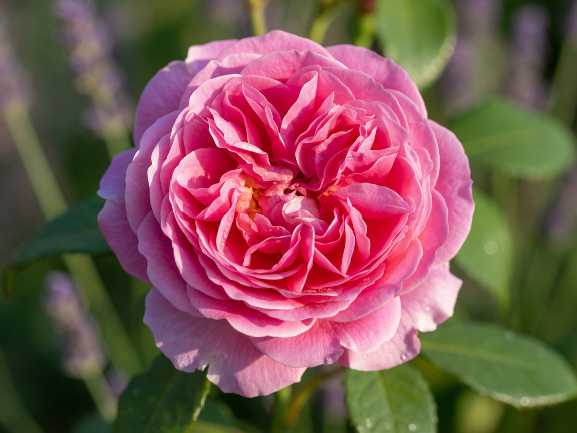 Detailed close-up of a pink Grasse Centifolia rose in full bloom